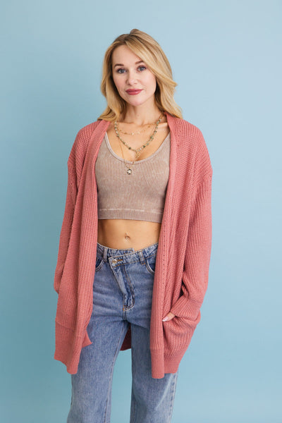 Cozy Open-Front Waffle Knit Cardigan (5 colors)