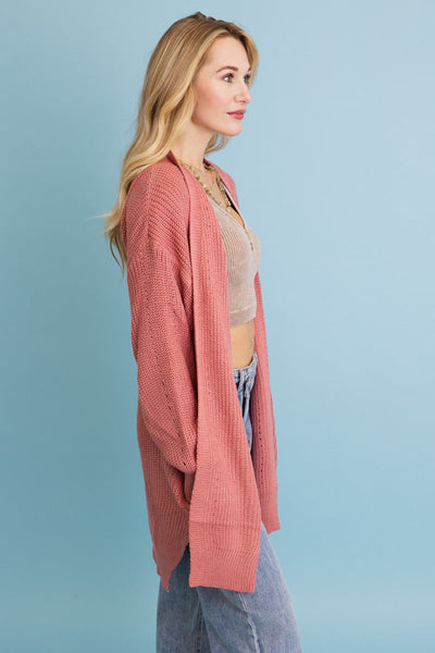 Cozy Open-Front Waffle Knit Cardigan (5 colors)