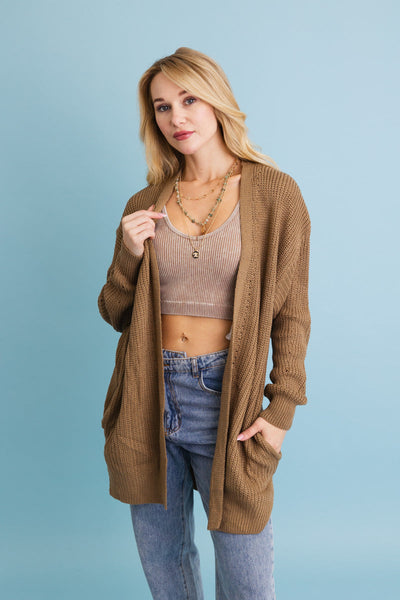 Cozy Open-Front Waffle Knit Cardigan (5 colors)