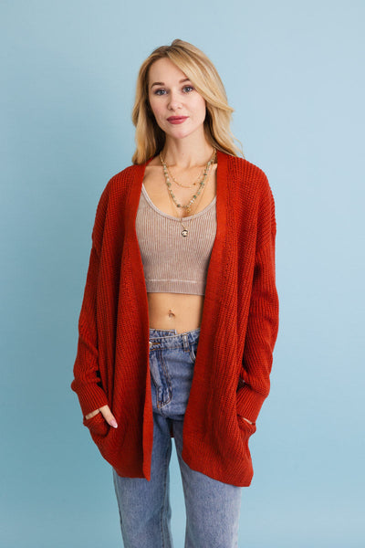 Cozy Open-Front Waffle Knit Cardigan (5 colors)