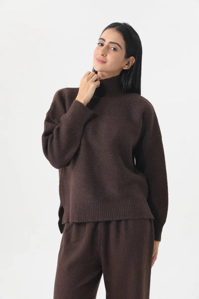 Women Turtleneck Knit Loungewear Set Sweater Wide Leg Pants 🧶☁️ Leto Collection