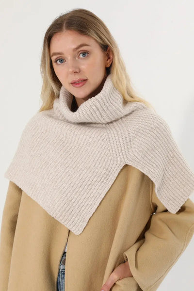 Ribbed Knit Multi‑Use Turtleneck Neck Warmer Shoulder Wrap Leto Collection