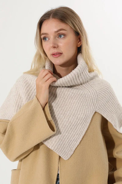 Ribbed Knit Multi‑Use Turtleneck Neck Warmer Shoulder Wrap Leto Collection
