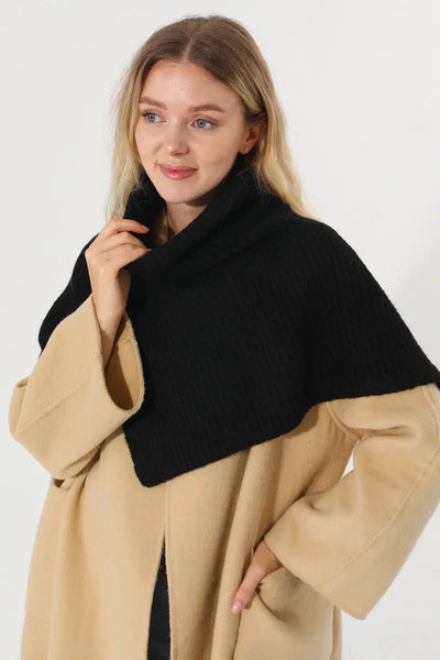 Ribbed Knit Multi‑Use Turtleneck Neck Warmer Shoulder Wrap Leto Collection