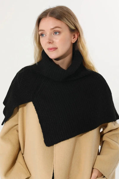 Ribbed Knit Multi‑Use Turtleneck Neck Warmer Shoulder Wrap Leto Collection