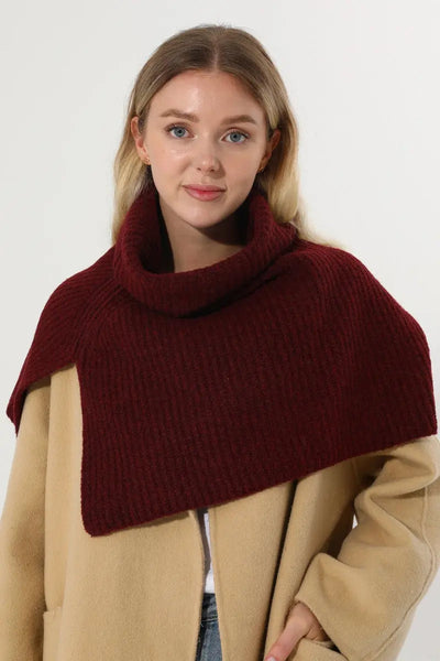 Ribbed Knit Multi‑Use Turtleneck Neck Warmer Shoulder Wrap Leto Collection