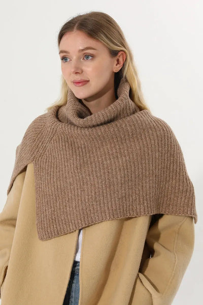Ribbed Knit Multi‑Use Turtleneck Neck Warmer Shoulder Wrap Leto Collection
