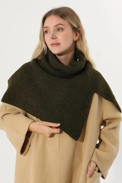 Ribbed Knit Multi‑Use Turtleneck Neck Warmer Shoulder Wrap Leto Collection