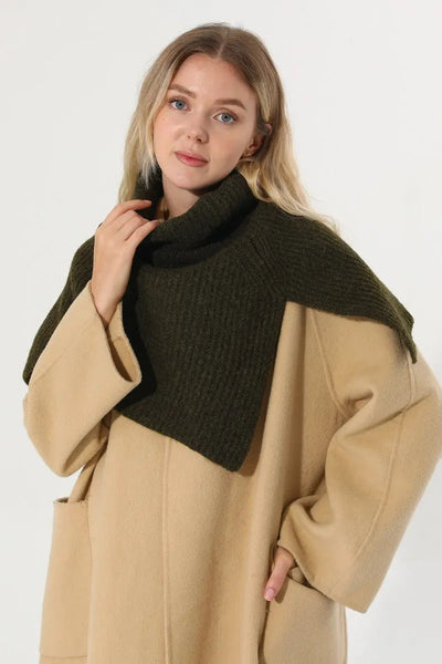 Ribbed Knit Multi‑Use Turtleneck Neck Warmer Shoulder Wrap Leto Collection
