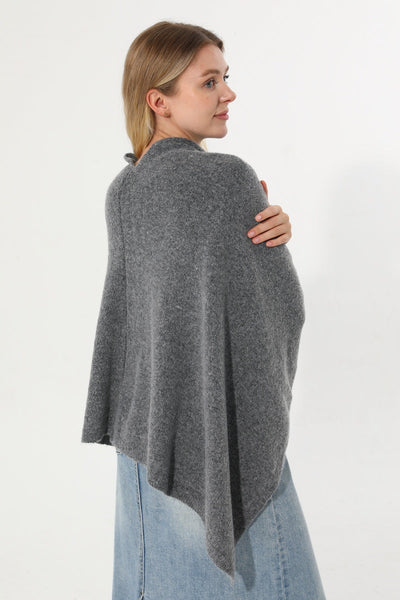 Women Cowl Neck Asymmetrical Knit Poncho Wrap Shawl Cape Leto Collection
