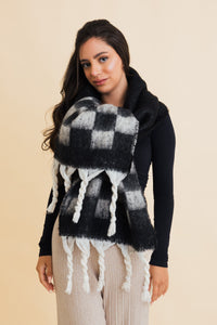 Chunky Plaid Oversized Scarf with Fringe - 2 colors