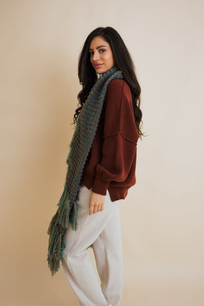 Fluffy Knit Fringe Winter Scarf