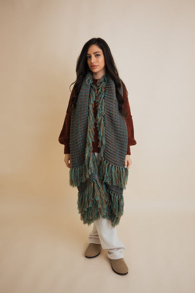 Fluffy Knit Fringe Winter Scarf