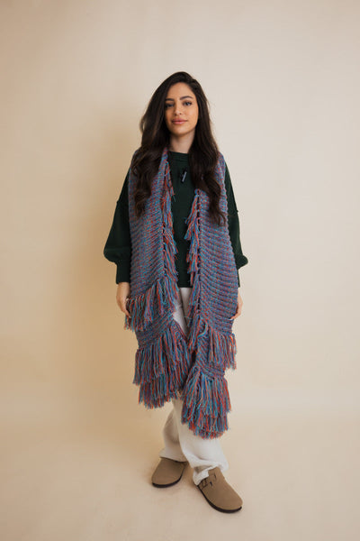 Fluffy Knit Fringe Winter Scarf