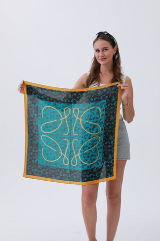 Turquoise Feather Bandana – Bohemian Silky Elegance🌿✨