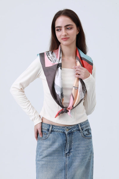 Equestrian Print Silk Scarf – Classic Horse Design 🐎🧣