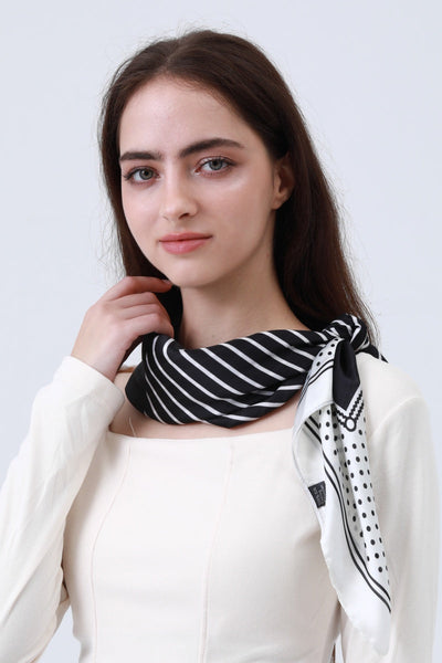 Striped Dot Silky Bandana – Multi-Way Style Scarf 🌞🧣