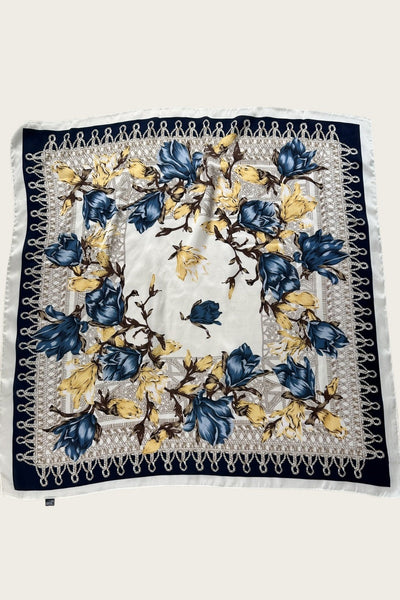 Magnolia Bloom Bandana - Floral Silk Scarf 🌸🧣