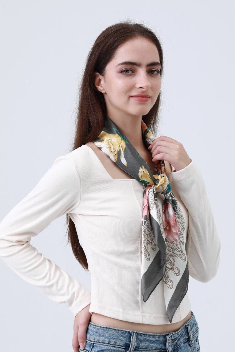 Magnolia Bloom Bandana - Floral Silk Scarf 🌸🧣