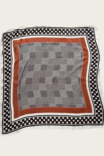 Polka Dot & Houndstooth Silky Scarf - Classic Pattern Fusion 🔴⚫