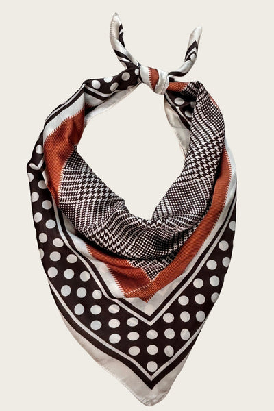 Polka Dot & Houndstooth Silky Scarf - Classic Pattern Fusion 🔴⚫