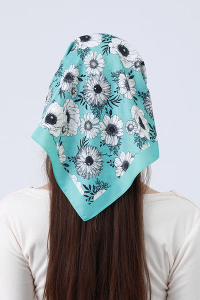 Dual-Tone Gingham Floral Bandana – Reversible Silky Square Scarf 🌸🎀
