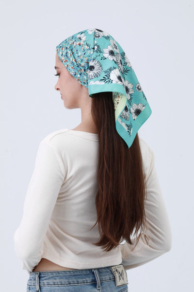 Dual-Tone Gingham Floral Bandana – Reversible Silky Square Scarf 🌸🎀