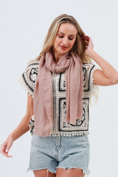 Crinkle Fringe Lightweight Scarf 🧣 4 colors