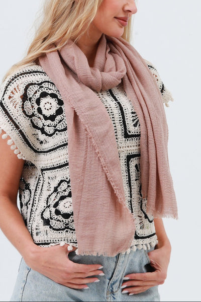 Crinkle Fringe Lightweight Scarf 🧣 4 colors