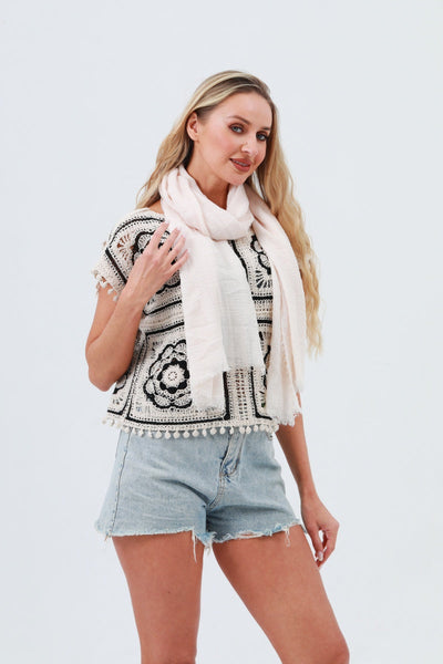Crinkle Fringe Lightweight Scarf 🧣 4 colors