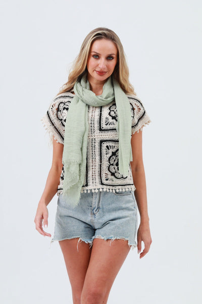 Crinkle Fringe Lightweight Scarf 🧣 4 colors