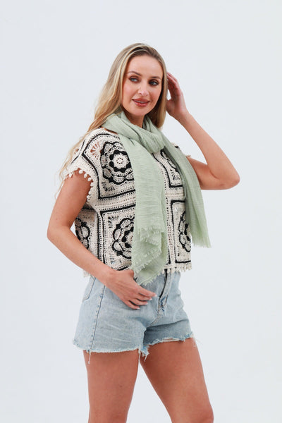 Crinkle Fringe Lightweight Scarf 🧣 4 colors