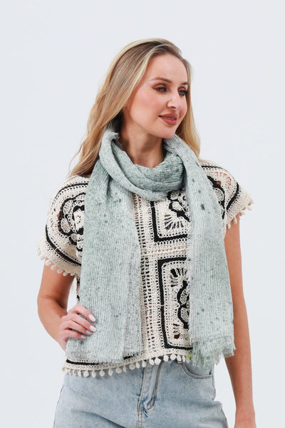 Tie-Dye Ribbed Oblong Scarf – Fringed & Artistic Wrap 🎨🧣