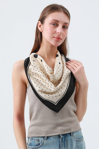 Vintage Polka Dot Scarf – Black Edged Summer Square