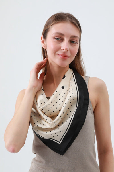 Vintage Polka Dot Scarf – Black Edged Summer Square