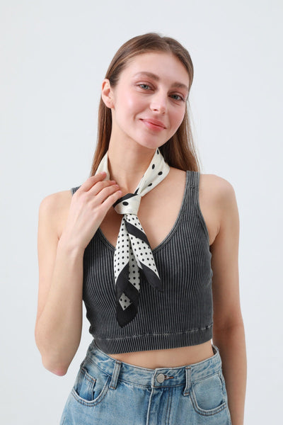 Polka Dot Scarf with Contrast Border ⚫⚪