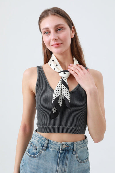 Polka Dot Scarf with Contrast Border ⚫⚪