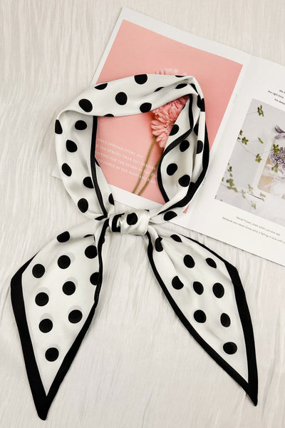 Classic Contrast: Black & White Polka Dot Satin Silky Skinny Scarf ⚫️ 2 colors