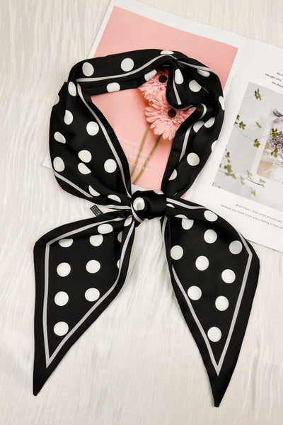 Classic Contrast: Black & White Polka Dot Satin Silky Skinny Scarf ⚫️ 2 colors