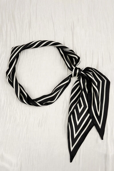 Striped Satin Silky Skinny Scarf 🖤🤍 2 colors