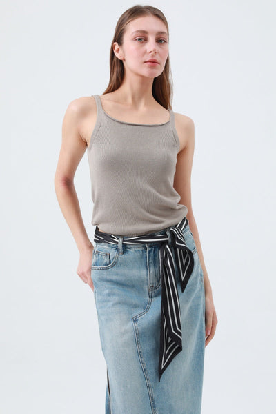 Striped Satin Silky Skinny Scarf 🖤🤍 2 colors