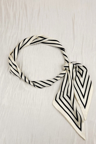 Striped Satin Silky Skinny Scarf 🖤🤍 2 colors