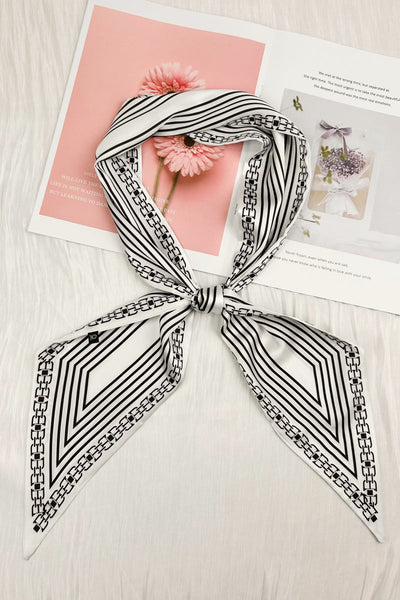 Parisian Chain Stripe Satin Silky Skinny Scarf 🌹  2 colors