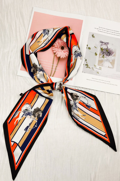 Equine Muse: Artistic Horse & Geometric Print Silky Scarf