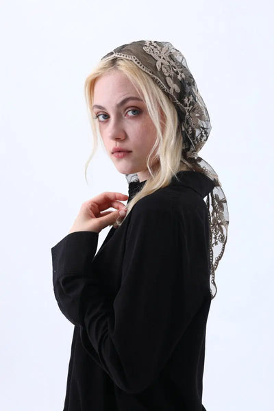 Sheer Floral Lace Headscarf - 2 colors