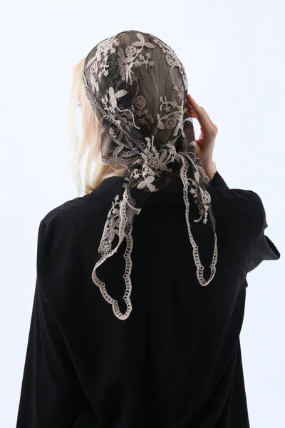 Sheer Floral Lace Headscarf - 2 colors