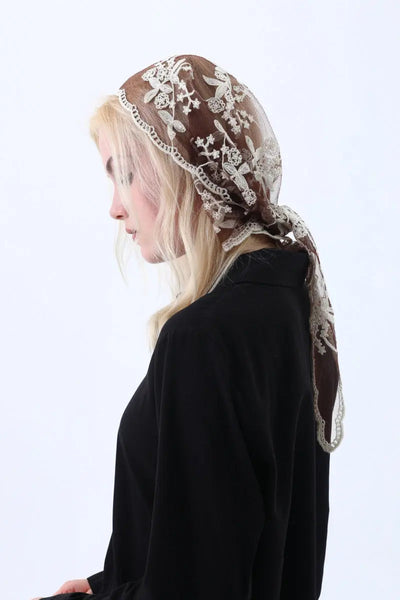 Sheer Floral Lace Headscarf - 2 colors