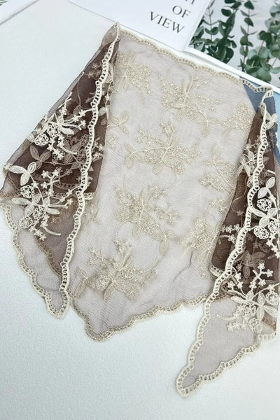 Sheer Floral Lace Headscarf - 2 colors