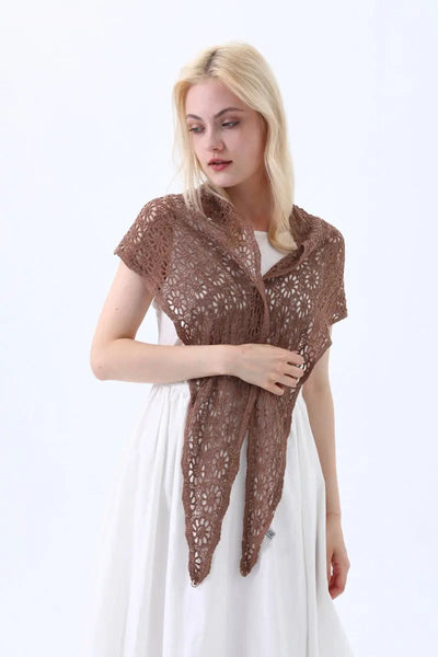 Crochet Lace Triangle Shawl – 3 colors