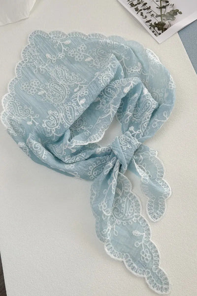 Floral Embroidered Triangle Headscarf – 3 colors